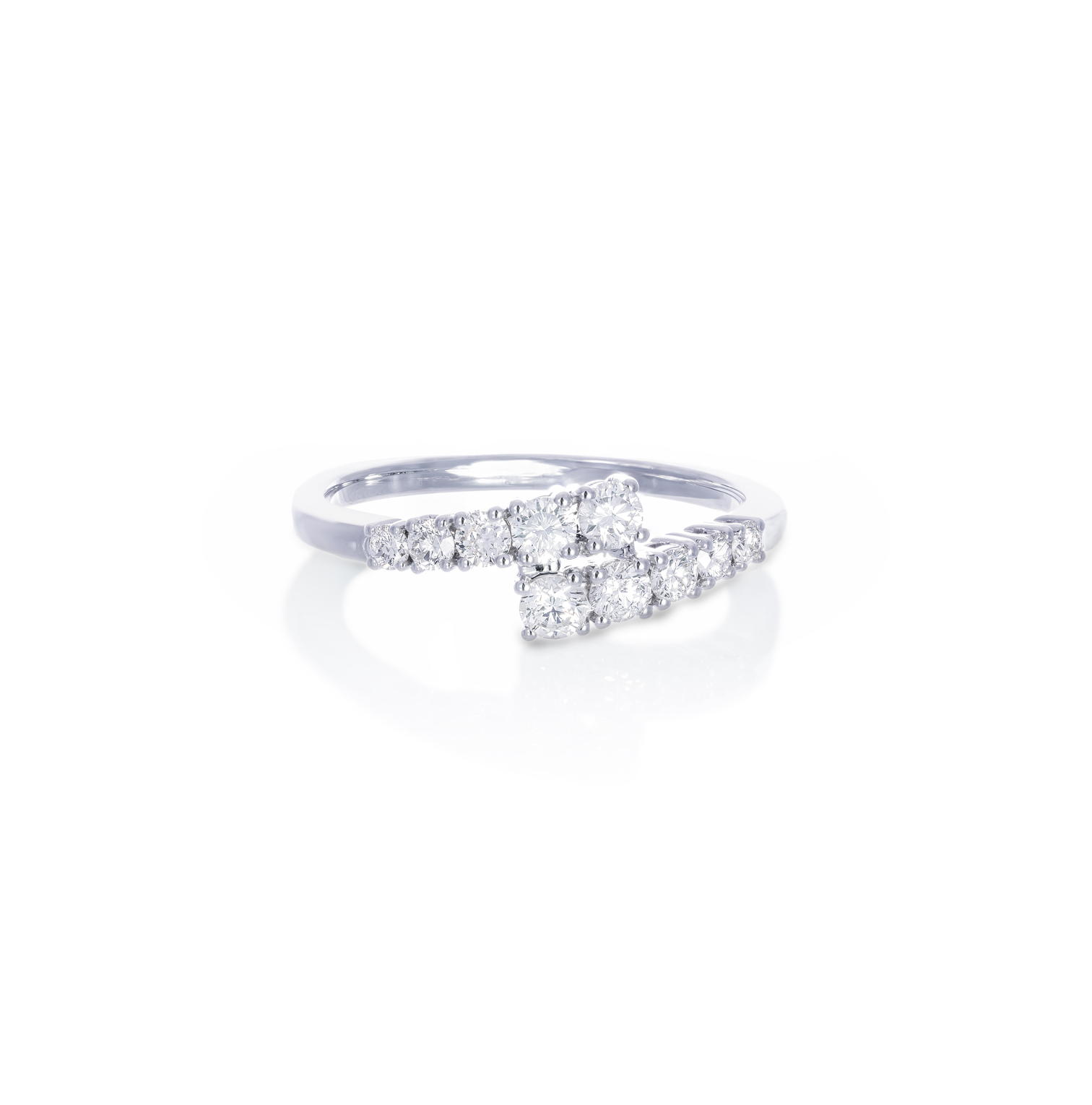 14K White Gold Overlapping Diamond Ring